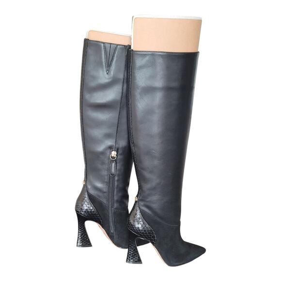 Louise Et Cie Jacobi Mixed Leather Knee High Boots Pointed‎ Toe Women's US 5M - Picture 7 of 10